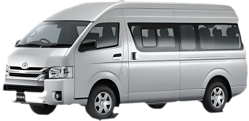 Silver Toyota Hiace high-roof van for group transfers in Grand Cayman